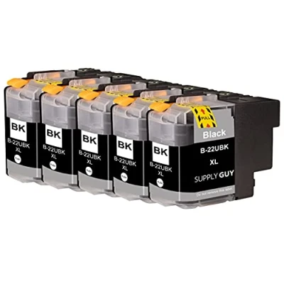 Image de Supply Guy 5 Cartouches d&#039;encre Compatible avec Brother LC 22U Noir pour DCP J785DW MFC J985DW