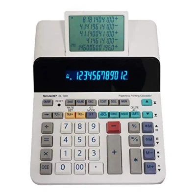 Image de Sharp EL 1901 Calculatrice de bureau gris, blanc Ecran: 12 à pile(s), sur secteur (l x H P) 192 254 66 mm