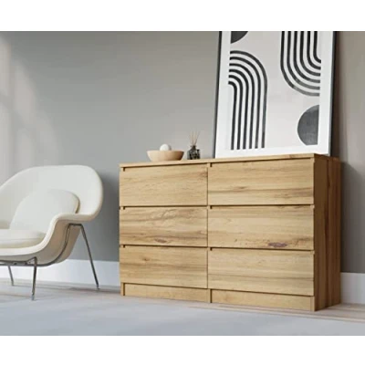Image de 3E 3xE living.com Commode avec 6 tiroirs en chêne wotan, Plusieurs Couleurs et Tailles, L : 120 cm, H 78 P 39 cm