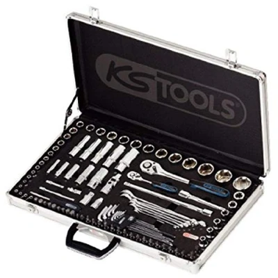 Image de KS TOOLS 918.0702 Coffret alu douilles et clés 1/4&#039;&#039; 1/2&#039;&#039; CHROMEplus 102 pcs