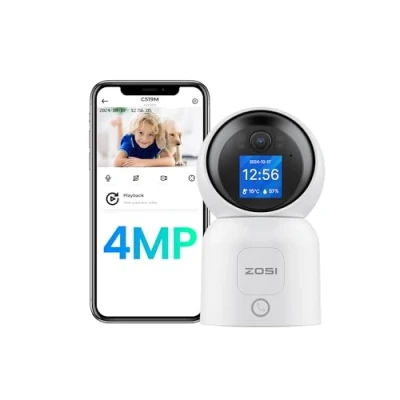 Image de ZOSI C519M 2.5K 2,4G/5G Caméra Intérieure WiFi avec Écran, Plug in Appel Vidéo Bidirectionnel par Clic de Bouton ou Geste OK, Suivi automatique Alerte Instantanée, 360