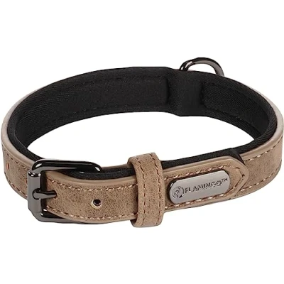 Image de Flamingo Collier de Chien 24 30 cm S Ajustable Similicuir avec Doublure intérieure en néoprène Doux Anti Traction très Confortable pour Votre