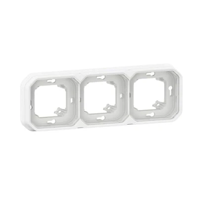 Image de LEGRAND, Plexo New 069698L Cadre de support encastré 3 prises horizontal et vertical pour pièces humides Blanc