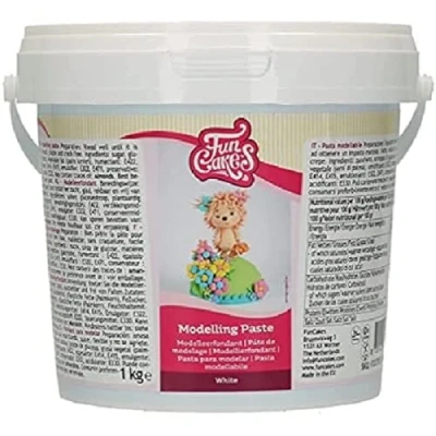 Image de FunCakes Pâte de Modelage Blanc: parfaite pour modeler des figurines, décorations gâteaux et volants. Solide, lisse flexible. Halal, casher sans gluten. 1 kg.