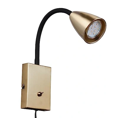 Image de TRIO, Applique, Wanda 1xGU10, max.10,0 W Corps: Métal, Laiton mat L:8,5cm, H:23,5cm, P:22,0cm Interrupteur,Flexible,Montage au mur,IP20,Sans illuminant,FLEXConnect