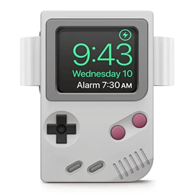 Image de elago Support Chargeur W5 Compatible avec Apple Watch Ultra2/Ultra, Séries 10/9/8/7/6/5/4/3/2/1/SE [49/46/45/44/42/41/40/38mm] Design Classique de Console Jeux, Mode Table Nuit(Gris)