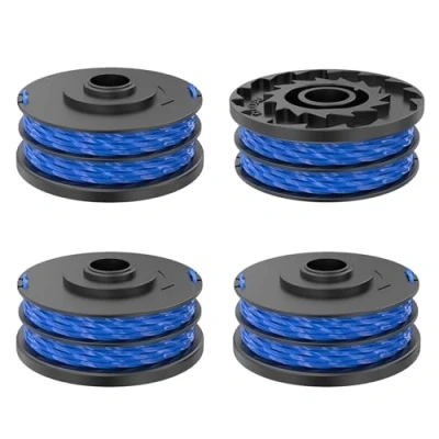 Image de JAMSSOW 4 Pièces Bobine de Fil Convient pour Ryobi RAC123,Rechange Coupe Bordure RLT4027, RLT4125, RLT5027, RLT6030, RLT5127, RLT6130 5132002670,Ø1,5mm 8,3m Longueur(4 Bobine)