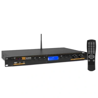 Image de Power Dynamics PDC 40 Dab Technologie Bluetooth, Radio FM, Lecteur USB, MP3, Entrées Micro, AUX, Tuner Dab, Télécommande Infrarouge, Écran LCD Bleu, Montage 19&quot;