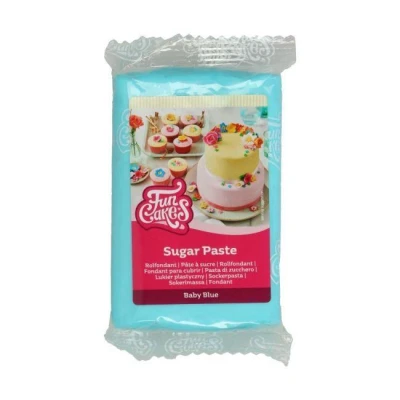 Image de FunCakes Pâte à Sucre Baby Blue: facile utiliser, lisse, flexible, douce et pliable, parfaite pour la décoration de gâteaux, halal, casher sans gluten. 250 g