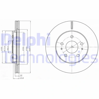 Image de DELPHI BG4326 Disque de frein 287 22 5 ventilé huilé non traité sans roulement roue, bague ABS DAIHATSU: Terios II
