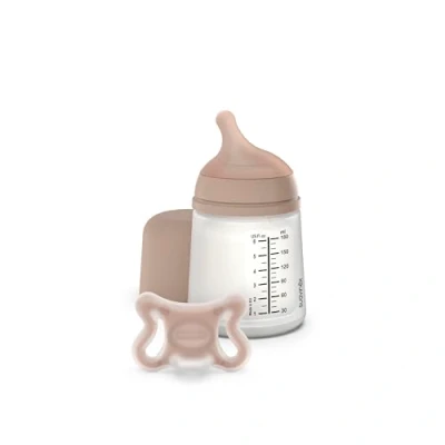 Image de Suavinex, Starter Set Zero Zero, Biberon Anti Colique 180 ml avec Tétine Spécial Allaitement + Sucette Naissance Taille Mini ( 2 à mois) Symétrique SX Pro, Medium