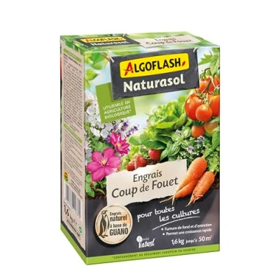 Image de ALGOFLASH NATURASOL Engrais Coup de Fouet à Base Guano, Fumure fond et d&#039;entretien, Pour toutes les cultures, 1,6 kg, ACOUBIO16