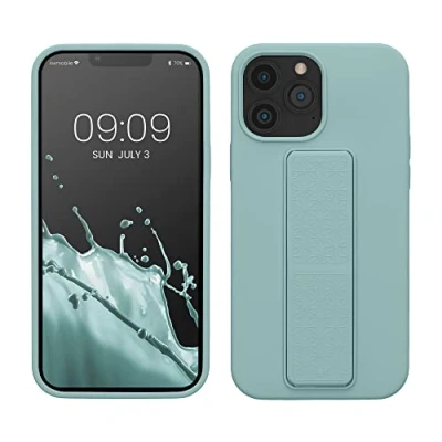 Image de kwmobile Coque Compatible avec Apple iPhone 13 Pro Max Housse Support Doigt en TPU Silicone Protection Fonction Menthe glaciale