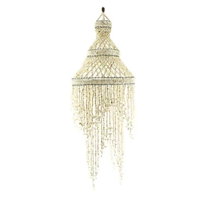 Image de Coco Papaya Grand Lustre Chandelier Blanc en véritables Coquillages cauris 100cm