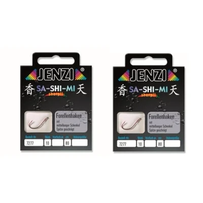 Image de blntackle76 JENZI Lot de 20 hameçons à truite attachés Mono, 80 cm, taille des 4, 6, 8, 10 et 12 au choix + autocollant Petri Heill! (crochet 4)