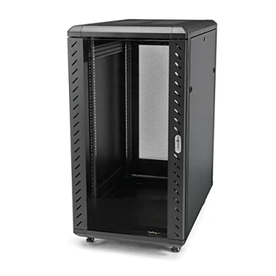 Image de StarTech.com Armoire Rack Serveur 22U à 4 Montants, Verrouillable 19 pour Ordinateur/AV/Équipement IT, Réseau Bureau/Domicile avec Roulettes et Rails de Montage Ajustables Neuf