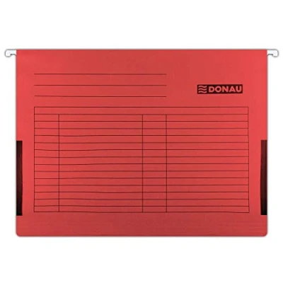 Image de DONAU 7420905 04 Lot de 5 dossiers suspendus en carton recyclé 230 g/m² pour format A4 Couleur : rouge