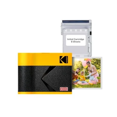 Image de KODAK Mini 3 Era Cadeau Noel 4PASS Imprimante Photo Portable (7,6x7,6cm) (Jaune, + Paquet avec 68 Feuilles)