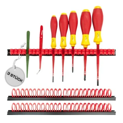 Image de Support d&#039;outils Parat BASIC Clamp holder kit (Support à serrage double pince flexible, Matériau : PVC rouge/noir, 3 pièces (sans outils))