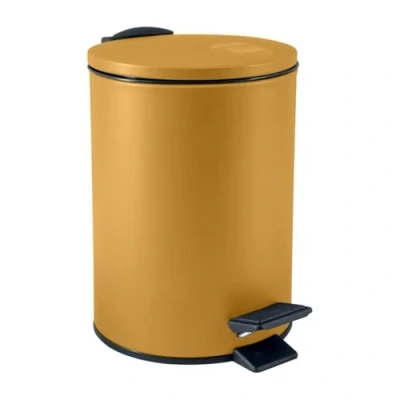 Image de Spirella, Poubelle à Pédale en Acier, Modèle Adelar, Mécanisme slow close, le couvercle se referme doucement et silencieusement, Revêtement anti traces de doigts, yellow, 3 Litres