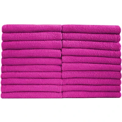 Image de NatureMark NM HT0711 Lot de 20 serviettes en éponge pour invité, 30 x 50 cm, 100 % coton, rose vif