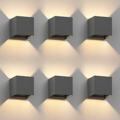 Image de ledscom.de 6 pièces Applique murale CUBEL pour l&#039;extérieur, IP65, Up /Downlight, anthracite mat, carré, 1x G9 max. 10W