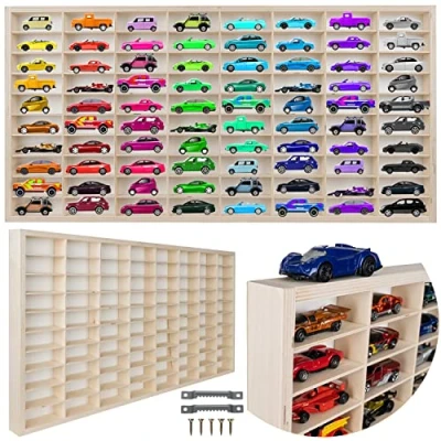 Image de KRUZZEL 20233 Vitrine de collection en bois avec 80 compartiments 78,5 x 40 4,5 cm
