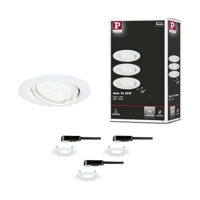 Image de Paulmann 93390 LED kit de 3 orientable rund gradable projecteurs Blanc Spot Métal Lampe encastrée GU10