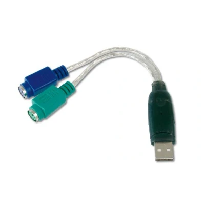 Image de DIGITUS USB vers PS/2 Adaptateur Souris &amp; Clavier Type A mâle 2X Mini Din 6 Femelles Win 10 Plug Play