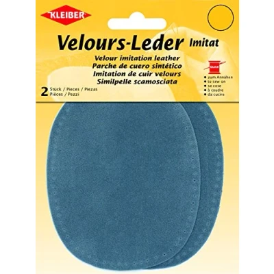 Image de Kleiber 12.5 x 10 cm Patchs à Coudre Simili Daim pour Genoux/Coudes ovales, Bleu Poudre