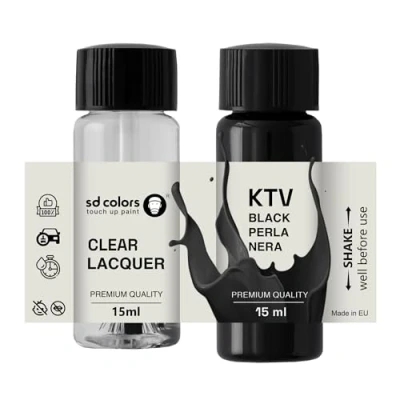 Image de SD COLORS Peinture de retouche Perla Nera KTV 15 ML Pour réparation rayures Code couleur Noir (peinture + vernis)