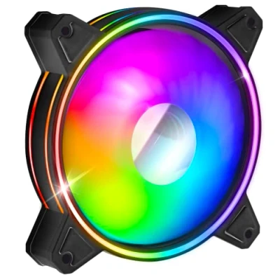 Image de EMPIRE GAMING Ventilateur de Boîtier PC Gamer Mirror 1x120MM Flux d’air élevé RGB Adressable LED PWM 3 Pins 5 Volts Dual Loop Refroidissement Silencieux Noir