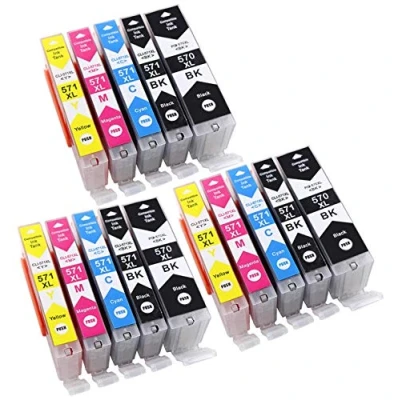Image de Bergsan 15 Cartouche d&#039;encre Compatible pour Canon 570 XL 571 PIXMA TS5050 TS6050 MG5750 TS5055 MG6850 TS6051 TS6052 MG5753 MG6851 MG5752 TS5051 TS5053 MG5751 MG7750 TS8050 TS9050