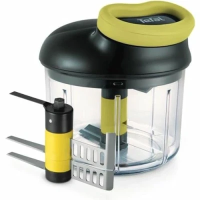 Image de Tefal Hachoir manuel 5 secondes 900 ml + lames, Purée, Hacher, Découper, Mixer, Légumes et viandes, Noix, Oignons, Lames en acier inoxydable, Rapidité facilité K1321324