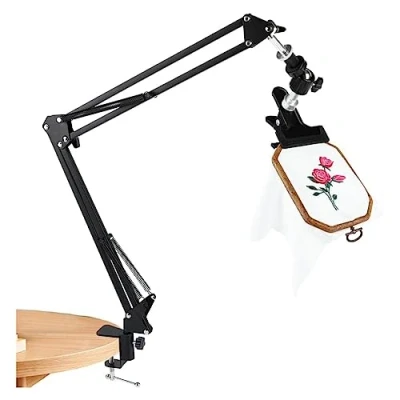 Image de HiCOZZIE Cadre de Broderie à point croix, Accessoires Broderie, Support pour Tourné Réglable avec Bouton Rotation du 360