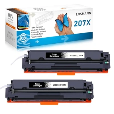 Image de LOSMANN 207X W2210X Cartouches de Toner avec Puce compatibles pour HP 207A W2210A Remplace Color Laserjet Pro MFP M283fdw M255dw M282nw M283fdn M255nw (Noir, 2 Pack)
