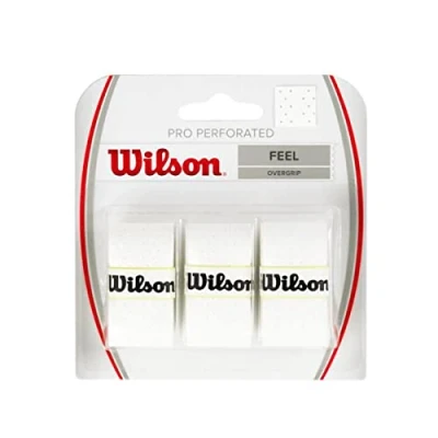 Image de Wilson Bande de Maintien Wilson, Pro Overgrip Perforated, Unisexe, Blanc, 3 Pièces, WRZ4005WH