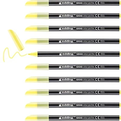 Image de edding 1200 Feutre de coloriage pointe fine melon jaune 10 stylos ronde 1 mm stylo pour ecriture, dessin,