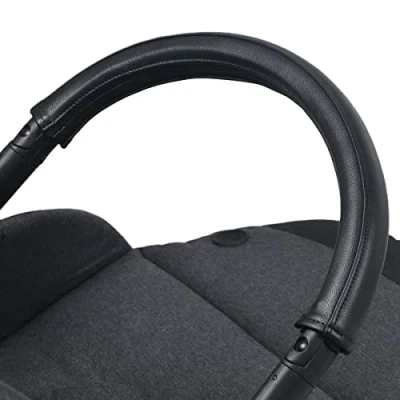 Image de gogolotom Housse de poignée en cuir synthétique compatible avec les poussettes Cybex Melio Carbon protection pour accoudoir poussette (pour pare chocs bébé, noir)
