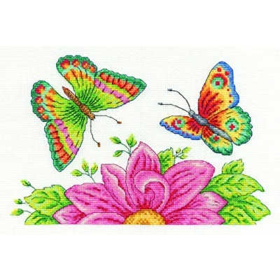 Image de DMC Kit de Point Croix 14 Fils Jardin Papillons, Multicolore