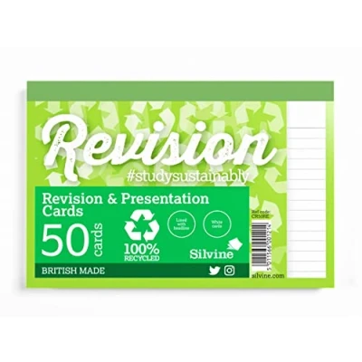 Image de Silvine Luxpad Revision Lot de 50 cartes flash recyclées lignées Blanc Format A6