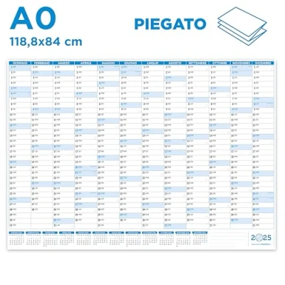Image de Calendrier Planner 2025 mural 118 x 84 cm Positif Plié Format Maxi A0