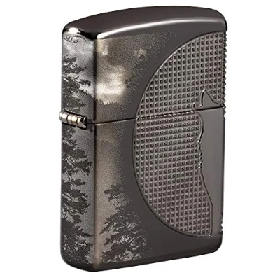 Image de Zippo Armor Black Ice Wolf Design Multi Cut Photo Image 360 Briquet Essence Coupe Vent Rechargeable dans Un Coffret Cadeau