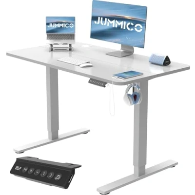 Image de JUMMICO Escritorio Elevable Eléctrico Con Cargador USB, Regulable en Altura Ergonomica de Pie Ajustable Smart Panel Funciones Memoria, Standing Desk 100 x 60 cm, Gray
