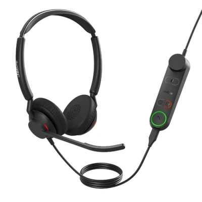 Image de Jabra Engage 50 II Micro casque filaire stéréo avec contrôle d’appels Link 3 micros à réduction de bruit et câble USB A Fonctionne les plateformes UC telles que Zoom &amp; Unify Noir