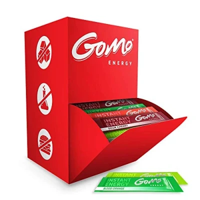 Image de GoMo ENERGY® Mélange de variétés d&#039;énergie fruitée Boissons en poudre sans sucre Caféine, vitamines, minéraux et extraits plantes Stevia mangé pour 250 ml boisson 100