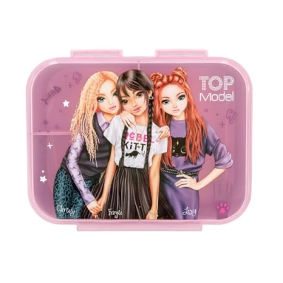Image de Depesche 13257 TOPModel Rebel Kitty boîte à goûter en Violet, avec Motif de modèle et Dessin Léo, déjeuner 3 Compartiments Couvercle Transparent