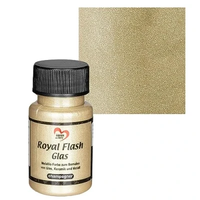 Image de Ideen mit Herz Royal Flash Peinture pour verre, métallisée, avec particules de paillettes les plus fines, 50 ml (champagne)