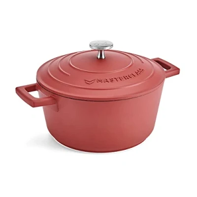Image de MasterClass Petite cocotte avec couvercle 2,5 L/20 cm en fonte d&#039;aluminium légère, compatible induction et four Rouge