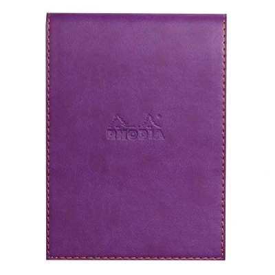 Image de RHODIA 138110C Étui Porte Bloc+ Bloc Notes Agrafé N13 Violet A6 11,5 x 15,8 cm Petits Carreaux 80 Feuilles Détachables Papier Clairefontaine Blanc g/m² Crayon Simili Cuir